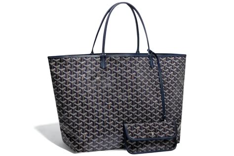 Goyard Saint Louis Tote GM Navy Blue in Canvas/Calfskin with Palladiu.